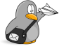 Pinguin mit Papierflieger